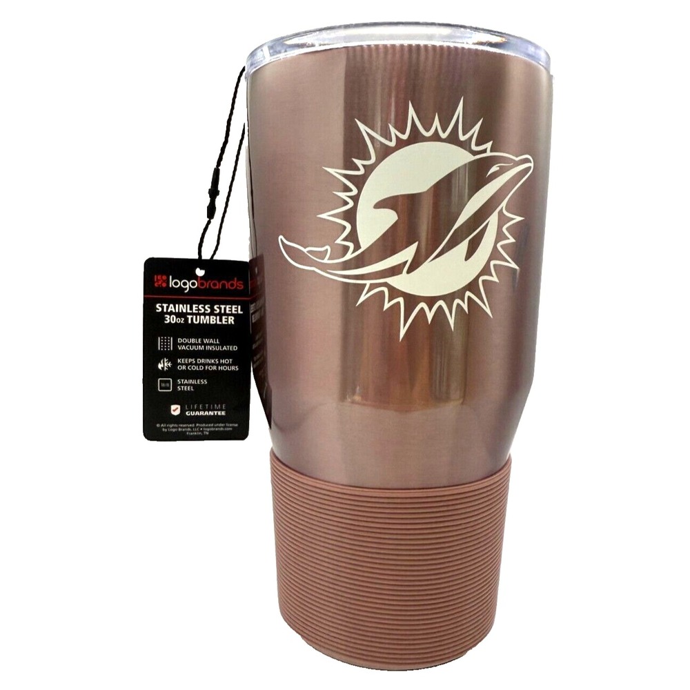 Miami‎ Dolphins Logo Brands 30oz Stainless Steel Tumbler Rose Gold NFL NEW